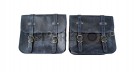 For Royal Enfield Bear 650 Canvas and Leather Pannier Bags Navy Blue With Saddle Stays - SPAREZO